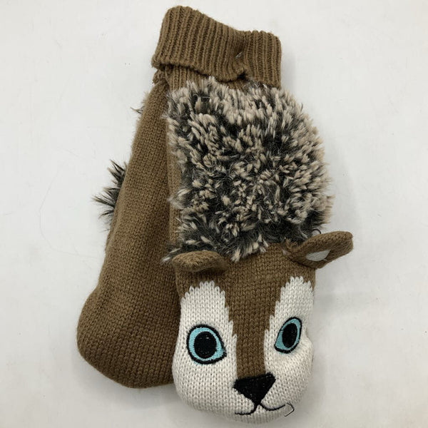 Size L: Brown Animal Knitted Mittens