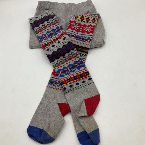 Size 5-7 (110/120): Hanna Andersson Grey Colorful Snowflake Print Knitted Footed Tights