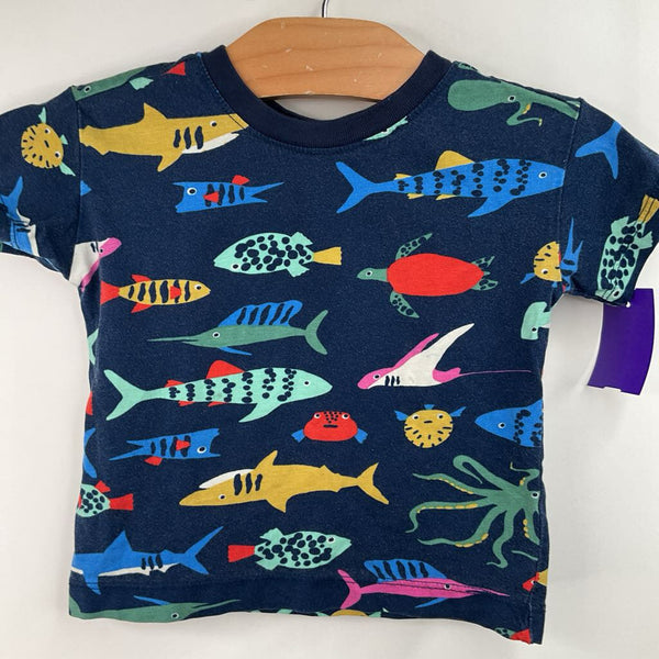Size 18-24m (80): Hanna Andersson Blue/Colorful Shark Print T-Shirt