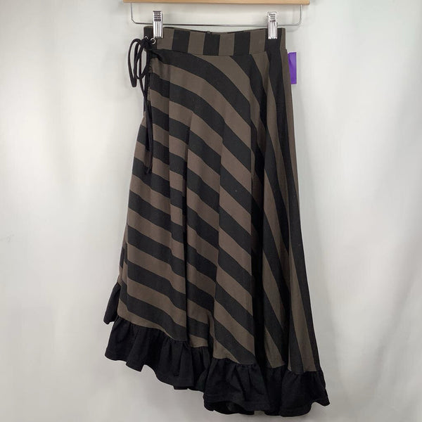 Size 12: Jelly Alligator Green/White Striped Skirt