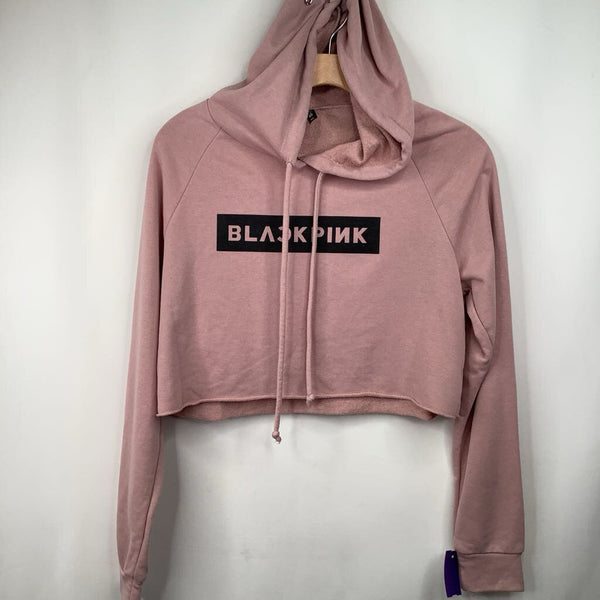 Size 14 (XS): Pink "Black Pink" Cropped Hoodie