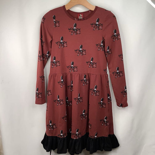 Size 12: Jelly Alligator Red/black Octopus Long Sleeve Dress