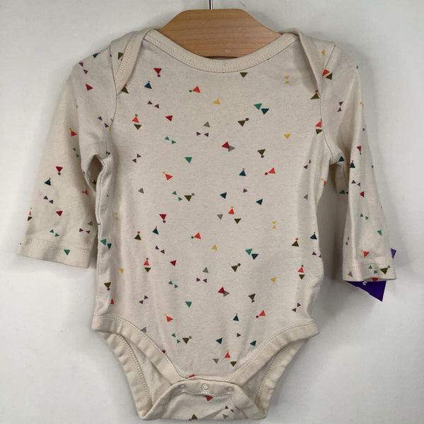 Size 3-6m: Gap White/Colorful Triangles Long Sleeve Onesie