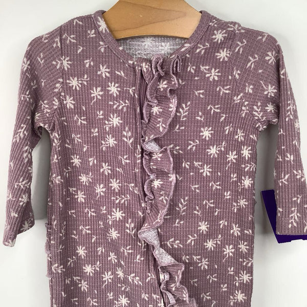 Size 6-9m: Jessica Simpson Purple/White Floral 1pc Footy PJs