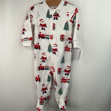 Size 9m: Carter's White Holiday Print Fleece 1pc Footy PJs