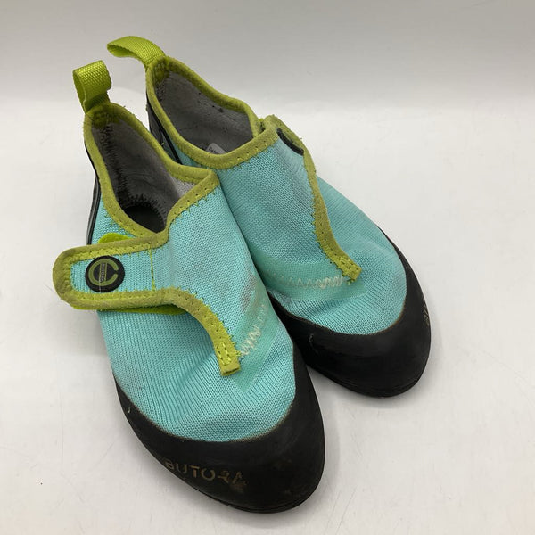 Size 1Y: Butora Blue/Green Velcro Strap Climbing Shoes
