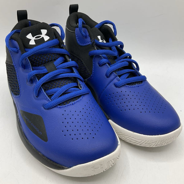 Size 1Y: Under Armour Black/Blue Lace-Up Sneakers