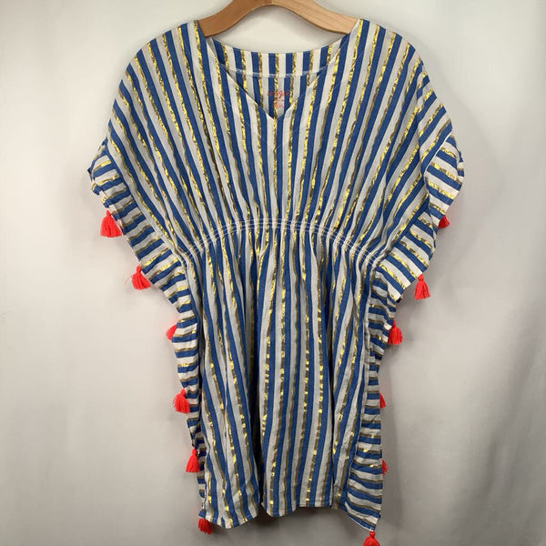 Size 14: Cat and Jack Blue/White/Gold Stripped Dress