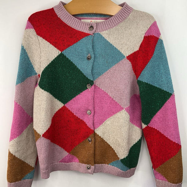 Size 6-7: Mini Boden Red/Colorful Button-Up Knit Cardigan