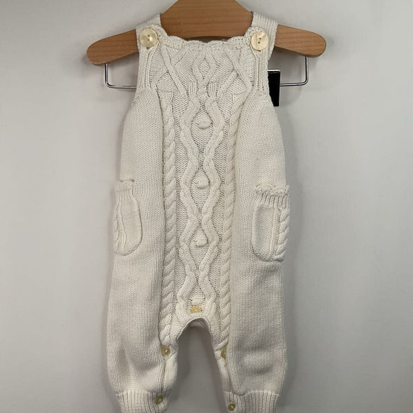 Size 0-3m: Gap White Knit Overalls