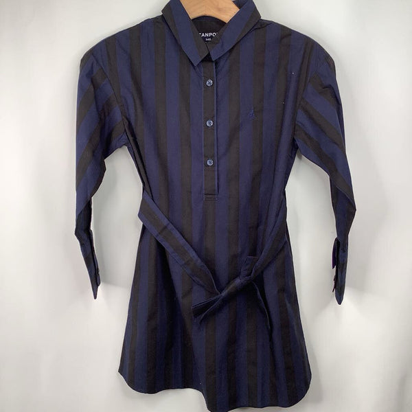 Size 10-11 (145): Beanpole Blue/Black Striped Button-Up Long Sleeve Shirt