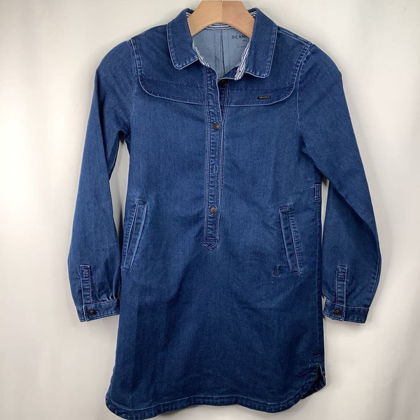 Size 12-13 (155): Beanpole Blue Button-Up Long Sleeve Dress