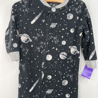 Size 2: Cater's Balck/Grey Space Fleece 1pc Footy PJs