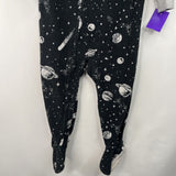 Size 2: Cater's Balck/Grey Space Fleece 1pc Footy PJs