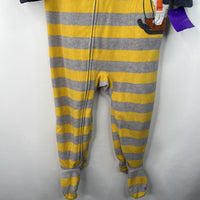 Size 2: Cater's Grey/Yellow Striped Husky Fleece 1pc Footy PJs