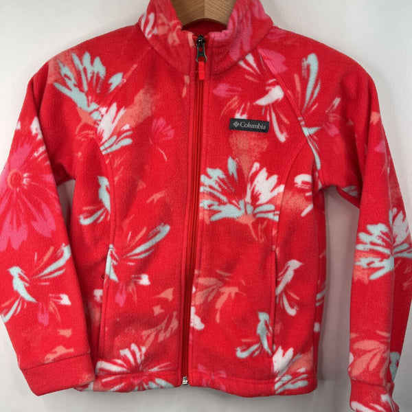 Size 7-8: Columbia Pink/Blue Floral Zip-Up Fleece Coat