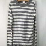 Size 12 (150): Hanna Andersson White/Grey Striped 2pc PJs