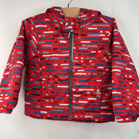 Size 2: Columbia Red/Blue & White Striped Zip-Up Winter Coat