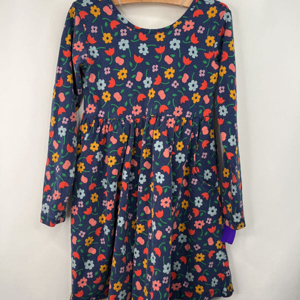 Size 6-7 (120): Hanna Andersson Blue/Colorful Floral Long Sleeve Dress