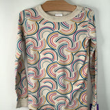 Size 6-7 (120): Hanna Andersson Creme Rainbow Print 2pc PJs