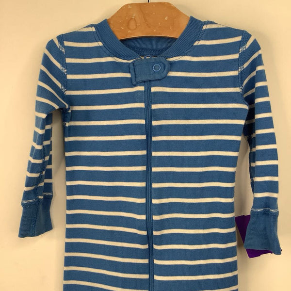 Size 12-18m (75): Hanna Andersson Blue/White Striped 1pc PJs