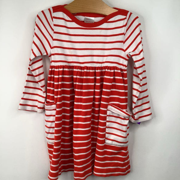 Size 3 (90): Hanna Andersson Red Stripe Plaid Long Sleeve Dress