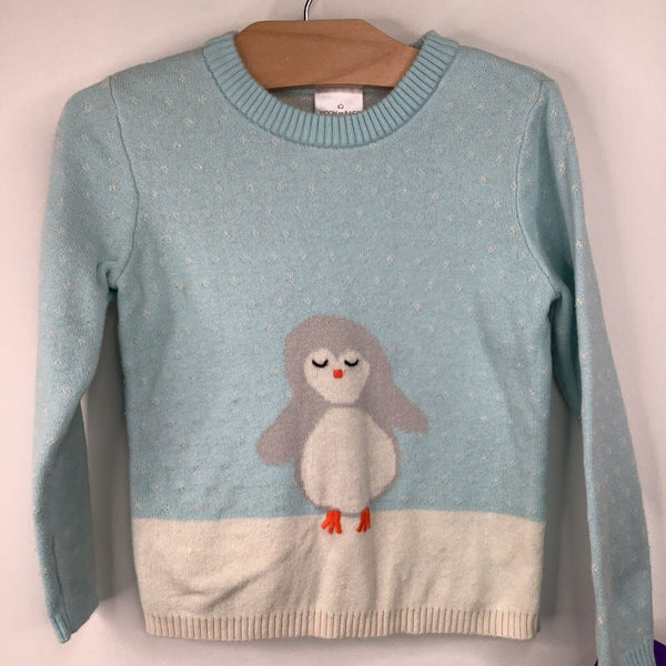 Size: 4: Hanna Andersson Light Blue w/ Penguin Knit Sweater
