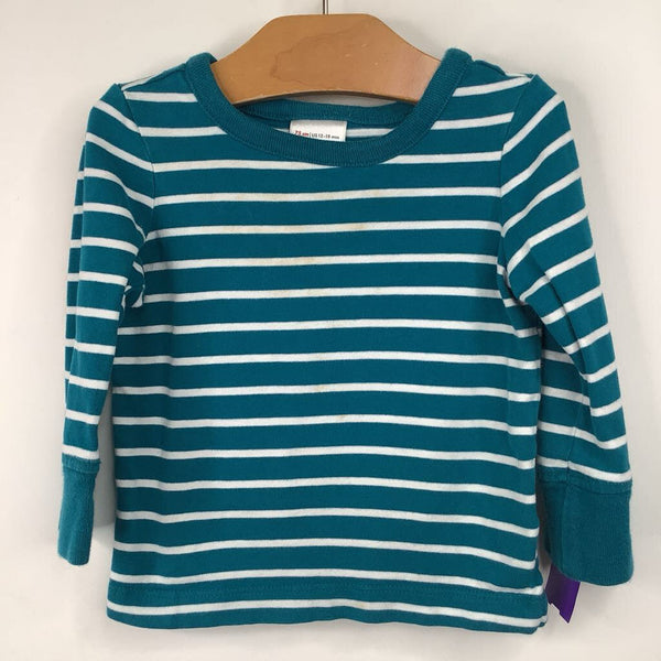 Size 12-18m (75): Hanna Andersson Teal Long Sleeve Shirt