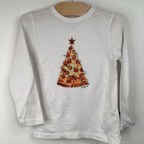 Size 2-3: Crewcuts White Holiday Pizza Tree Long Sleeve Shirt