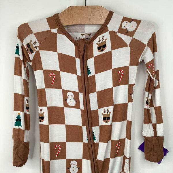 Size 18-24m: Little Sleepies Brown/White Holiday Checkered 1pc PJs