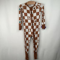 Size 18-24m: Little Sleepies Brown/White Holiday Checkered 1pc PJs