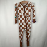 Size 18-24m: Little Sleepies Brown/White Holiday Checkered 1pc PJs