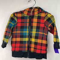 Size 18-24m (80): Hanna Andersson Red/Yellow/Blue Checkered Zip-Up Hoodie
