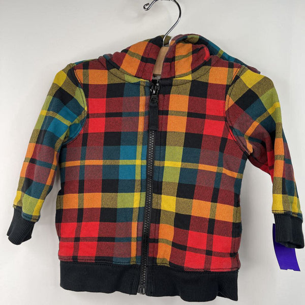 Size 18-24m (80): Hanna Andersson Red/Yellow/Blue Checkered Zip-Up Hoodie