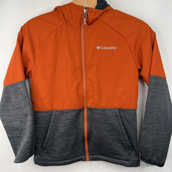 Size 8: Columbia Orange/Grey Fleece Lined Zip-Up Hoodie