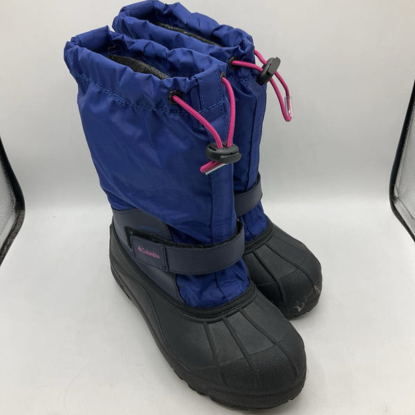 Size 8: Columbia Blue/Black Toggle/Velcro Strap Snow Boots