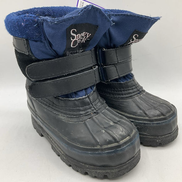Size 8: Snowy Creek Black/Blue Velcro Strap Snow Boots