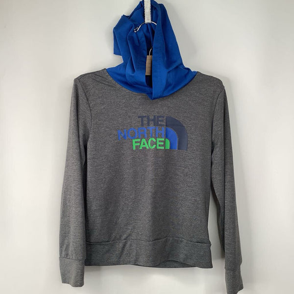 Size 5: The North Face Grey/Blue UPF 30 Hooded Long Sleeve Shirt