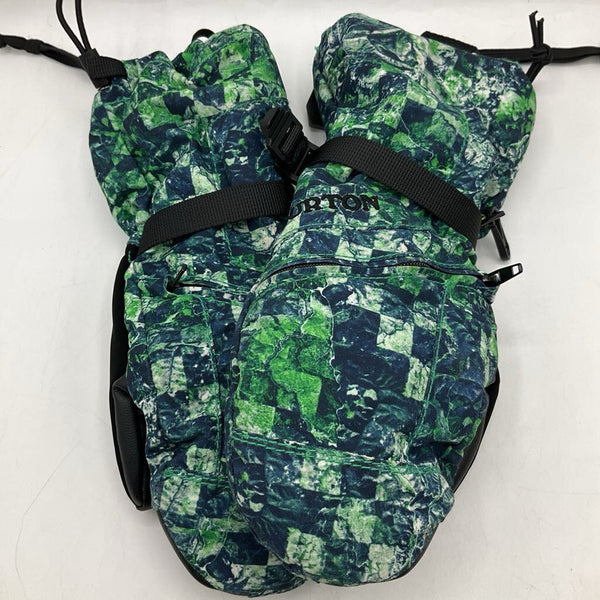 Size L: Burton Blue/Green Patterned Snow Mittens