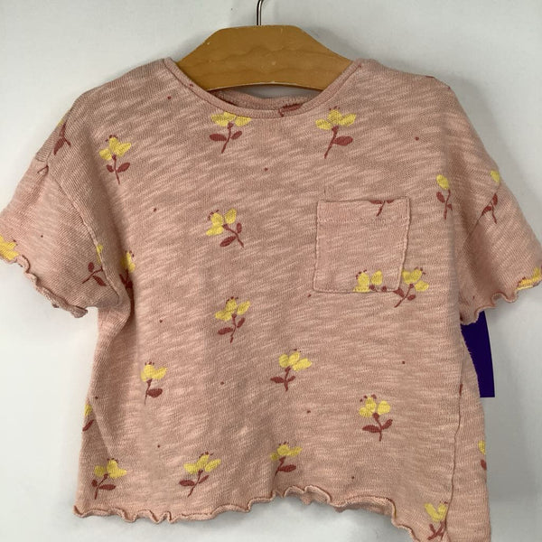 Size 9-12m: Zara Pink/Yellow Floral T-Shirt