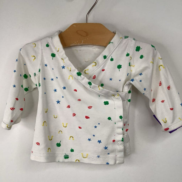 Size 3-6m: White/Colorful Symbols Long Sleeve Shirt