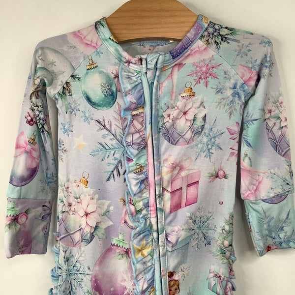 Size 3-6m: Bums & Roses Blue/Pink Magical Winter Print 1pc PJs- NEW W/Tag