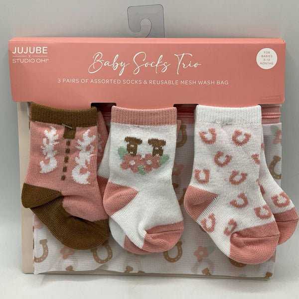 Size 3-12m: Jujube 3pr Socks & Wash Bag - NEW
