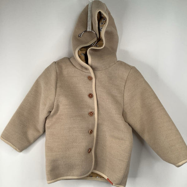 Size 12m: Baby Face Tan Fleece Button-Up Hoodie