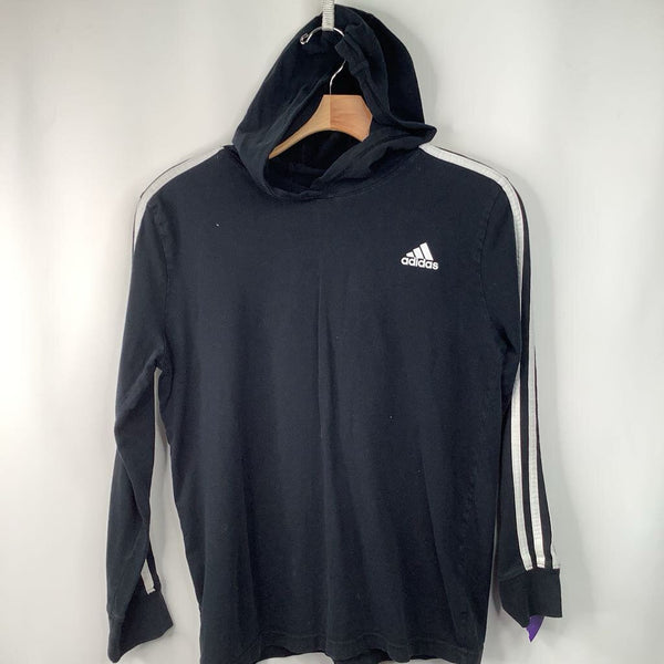 Size 10-12: Adidas Black Hooded Long Sleeve Shirt