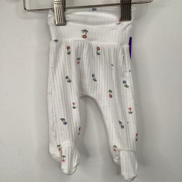 Size Premie: Carter's White Floral Print Pants