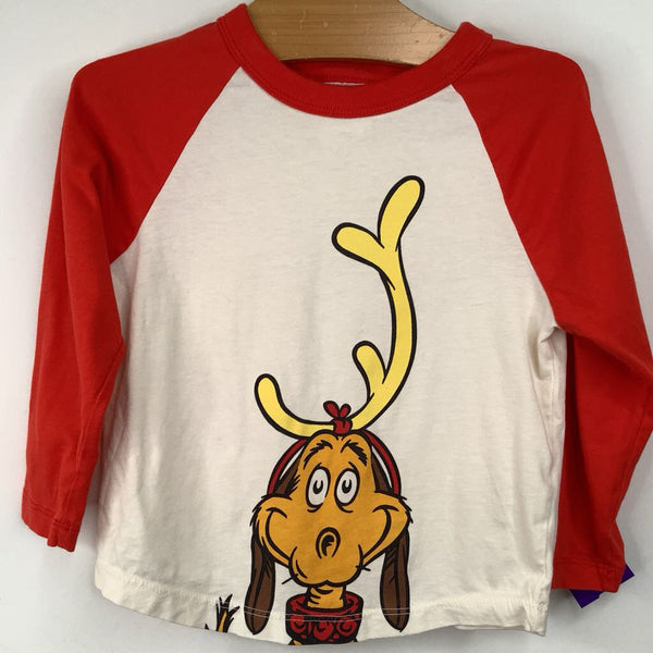Size 3 (90): Hanna Andersson Red/White The Grinch Dog Long Sleeve Shirt