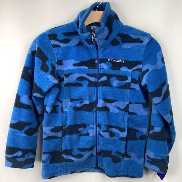 Size 8: Columbia Blue/Black Camo Zip-Up Fleece Coat