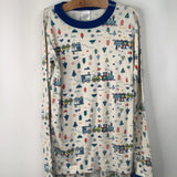 Size 12 (150): Hanna Andersson White/Blue Winter Print 2pc PJs