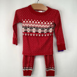 Size 2 (85): Hanna Andersson Red /White Snow Flake Print 2pc PJs